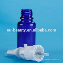 Botella de atomizador de vidrio médico azul con pulverizador nasal